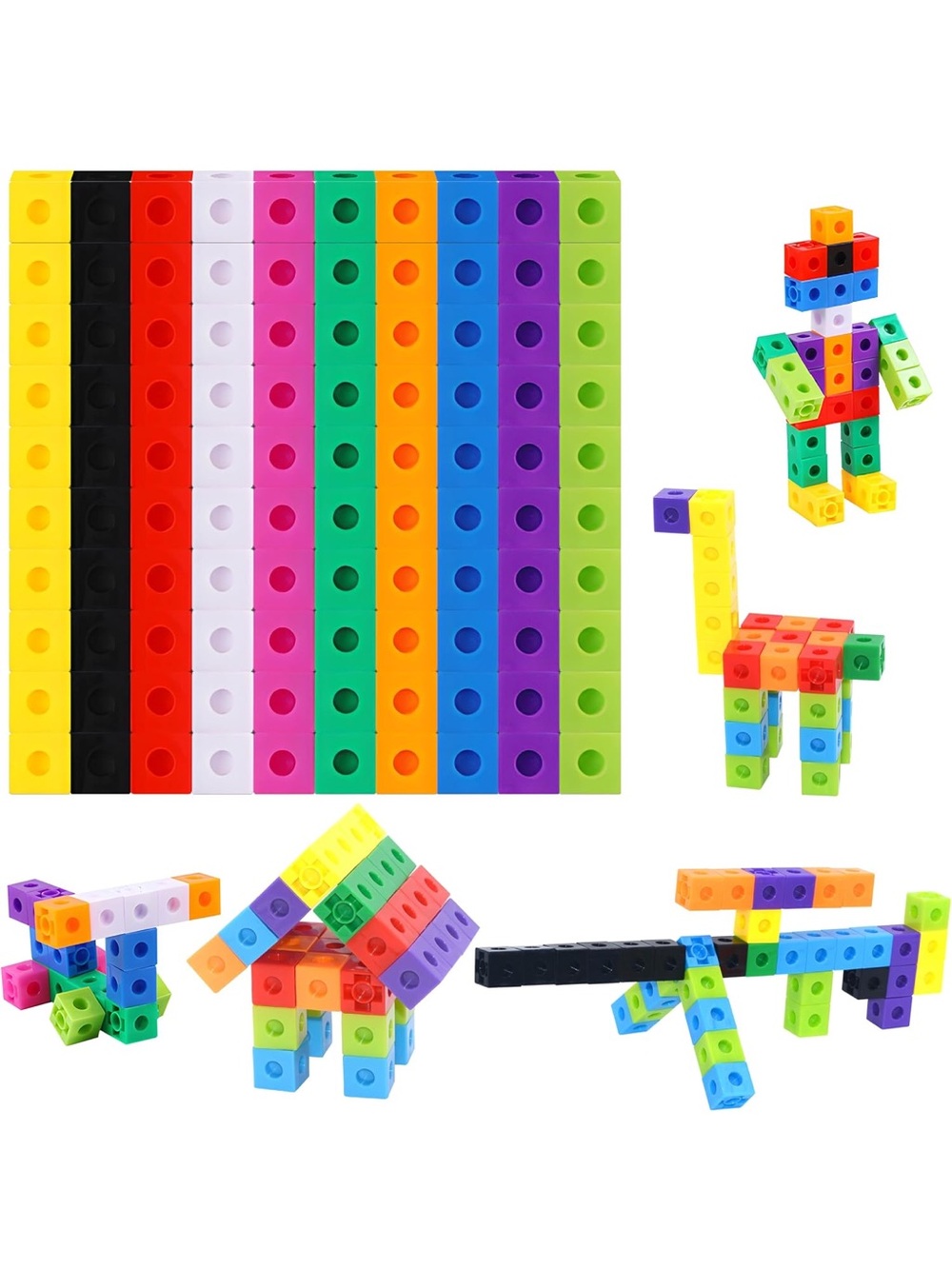 Manipulative Linking Cubes, Set of 100 Math Cubes Connecting Education Snap Cube